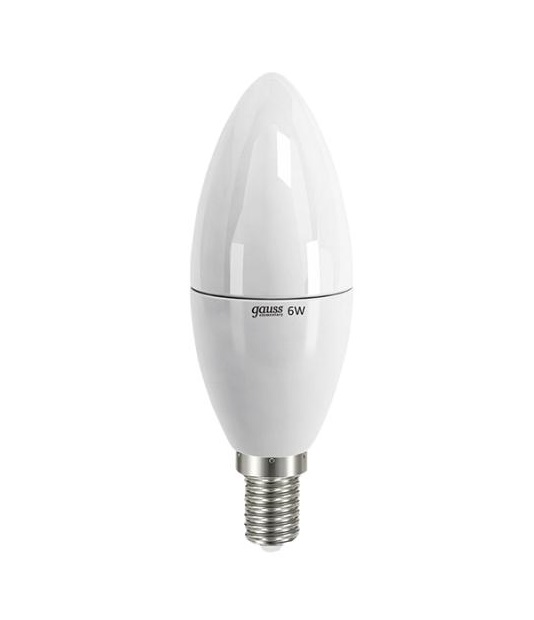 купить Лампа светодиодная Е14 Gauss свеча 6W 2700K (пласт.)                                                 с доставкой