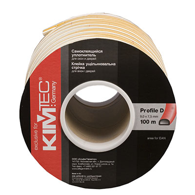 купить Уплотнитель  KIM TEC профиль D, белый 9х7,5 мм с доставкой