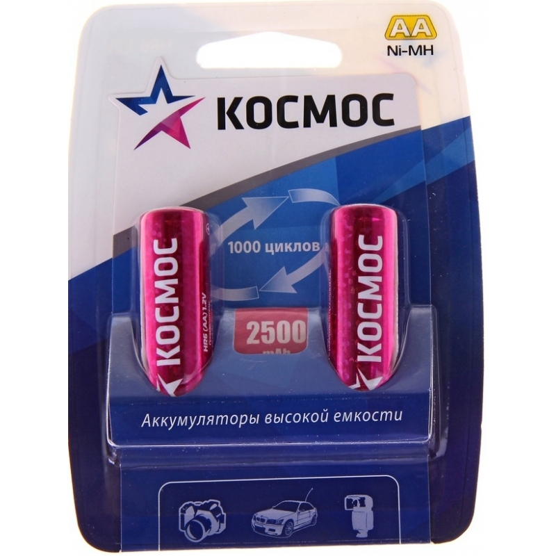 купить Батарейка аккумуляторная R6-2500mAh  Космос                                                          с доставкой