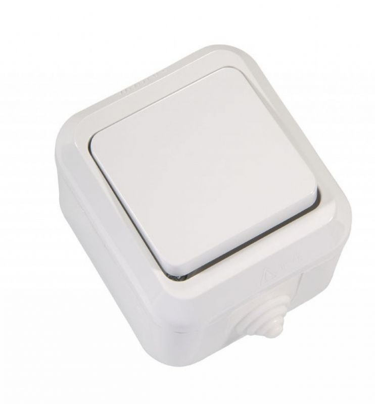 купить Выключатель накладной Makel  IP44 1кл. влагозащищенный белый                                         с доставкой