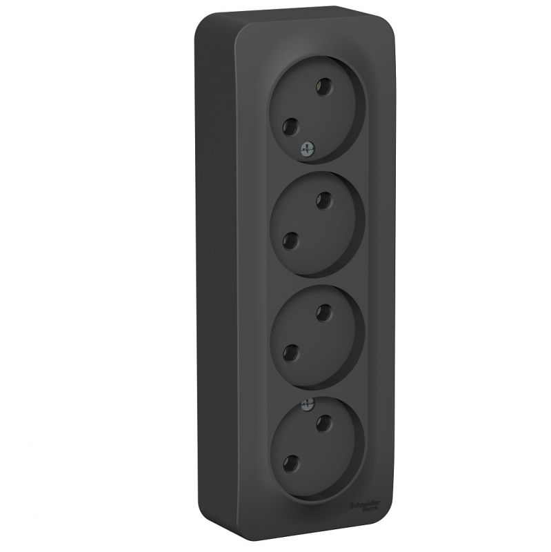 купить Розетка накладная Schneider Electric Blanca 4-OП антрацит, без заземления, с изол. пл. с доставкой