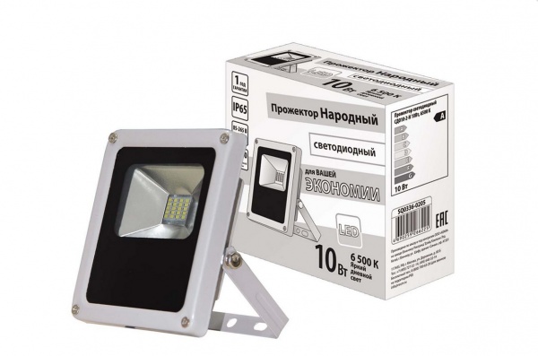 купить Прожектор светодиодный TDM Народный СДО 10-2-Н (10W LED, IP65, 6500К, 800Лм)                         с доставкой