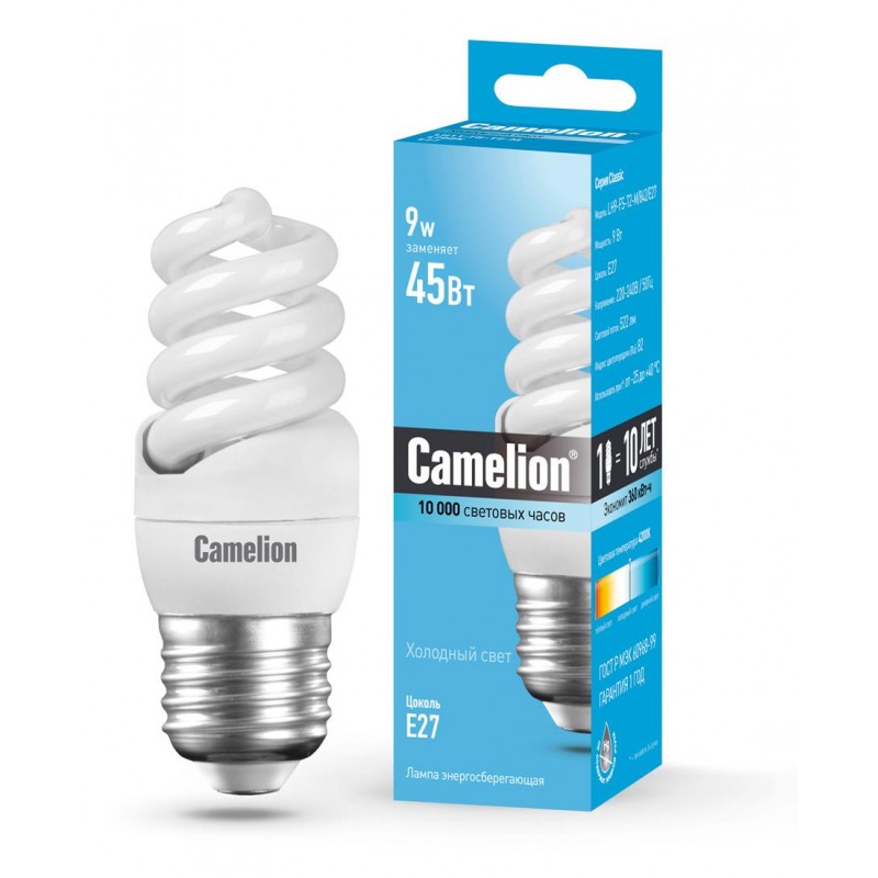 купить Лампа энергосбер. Е27 Camelion FS-T2-M  9W (842)х                                                    с доставкой