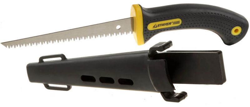купить Ножовка по гипсокартону Stayer "PROFI" 150мм, 3D-заточка, двухкомпонентная ручка, чехол с доставкой