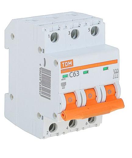 купить Автоматический выключатель TDM  3P 63A 4.5kA С ВА 47-29                                              с доставкой
