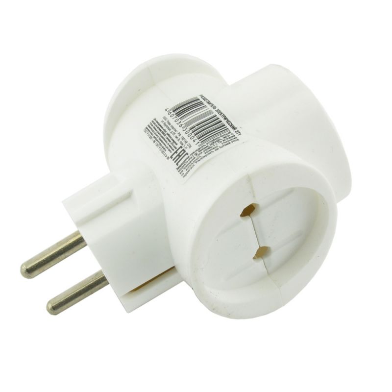 купить Тройник Toker  3Т1 16А белый с заземлением с доставкой