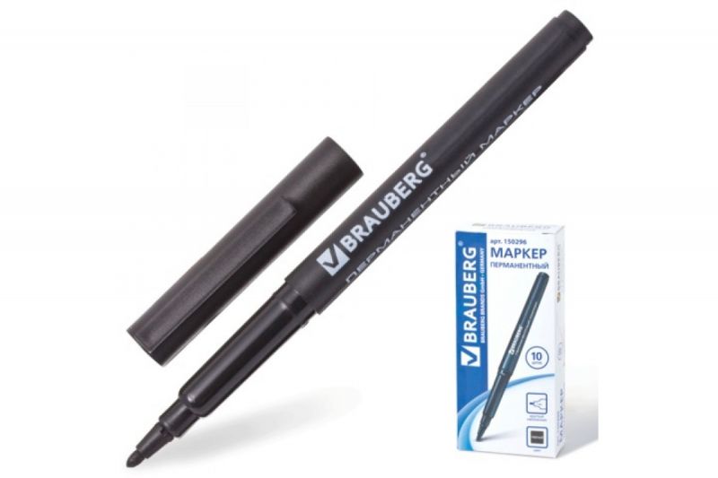 купить Маркер перманентный BRAUBERG черный 1мм                                                              с доставкой