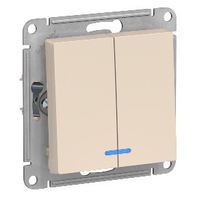 купить Выключатель Schneider Electric Atlas (модуль) 2кл. бежевый подсветка  ATN000253 с доставкой