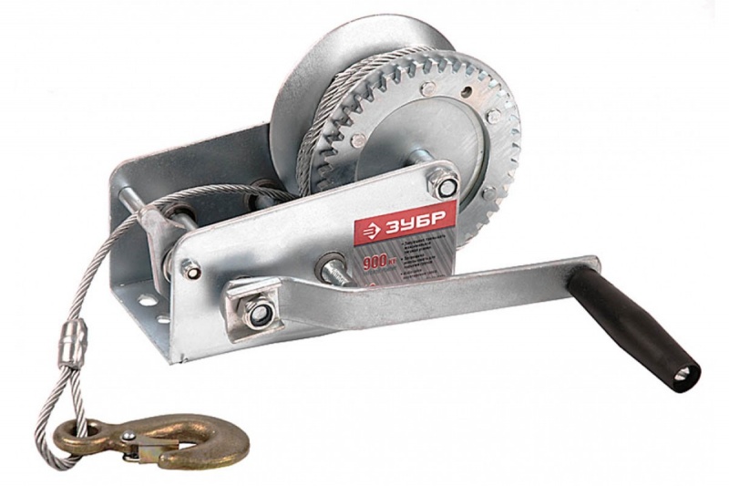купить Лебедка шестеренчатая Зубр "Профессионал" 0,9т, 8м, тяговая, тросовая                                с доставкой
