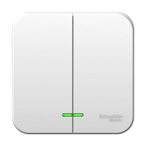 купить Выключатель накладной Schneider Electric Blanca 2-ОП 10А белый, подсветка, изол. пл. BLNVA105111 с доставкой