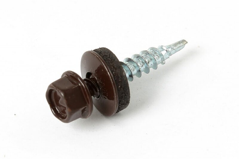 купить Саморез кровельный цветной 4,8х35 RAL8017/8019 темно-коричневый                                      с доставкой