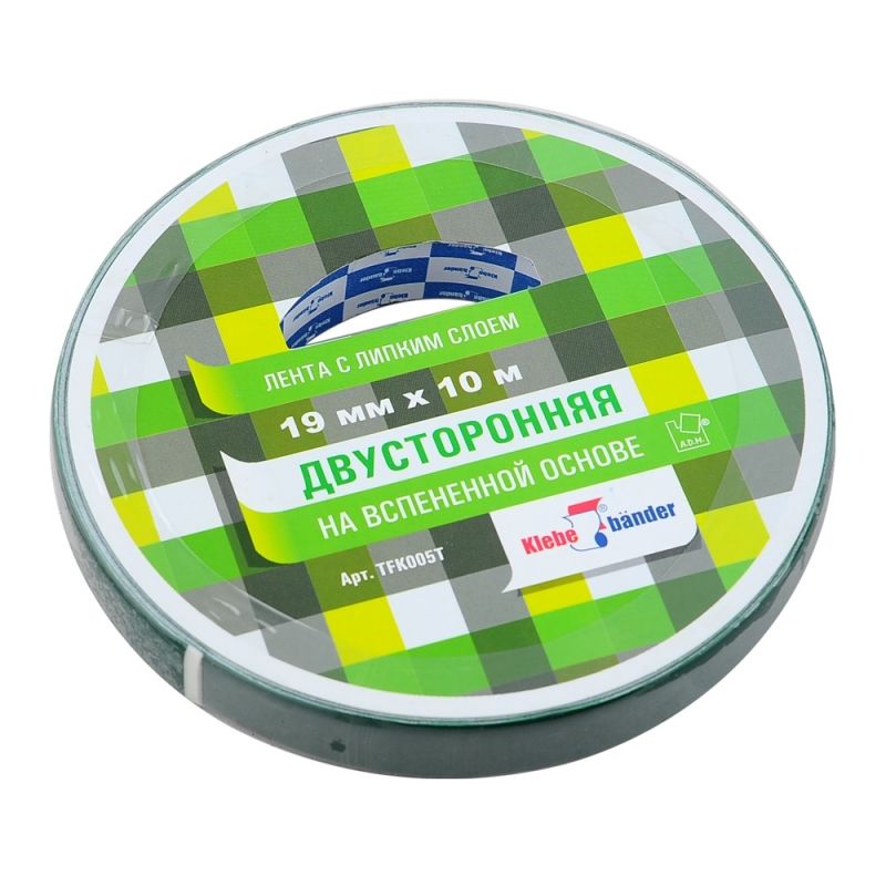 купить Лента клейкая двухстор.19мм х10м, белая, вспенен.основа Klebebander с доставкой