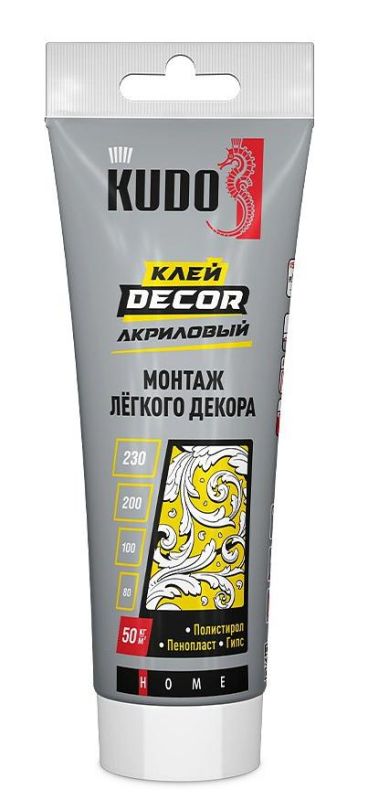 купить Клей монтажный KUDO HOME КВТ-311 Акриловый белый 200мл, для легкого декора с доставкой