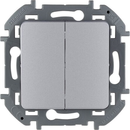 купить Выключатель Legrand INSPIRIA 2кл.СП 10AX 250 В~ алюминий Россия с доставкой