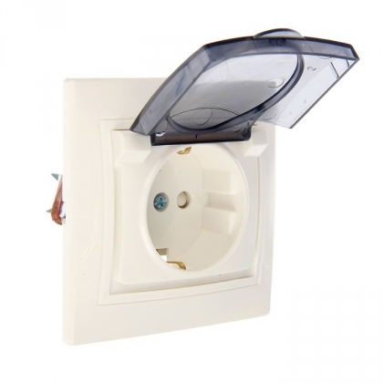 купить Розетка TDM Таймыр 1-я белая с заземлением, с крышкой с доставкой