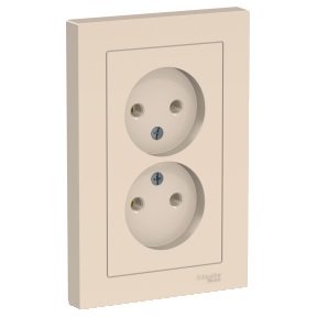 купить Розетка Schneider Electric Atlas 2-ая бежевый без заземления  ATN000220 с доставкой