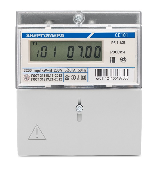 купить Счетчик эл. Энергомера CE101 R5.1 145 (5-60A, 220В, однотарифный, ЖКИ, DIN) с доставкой