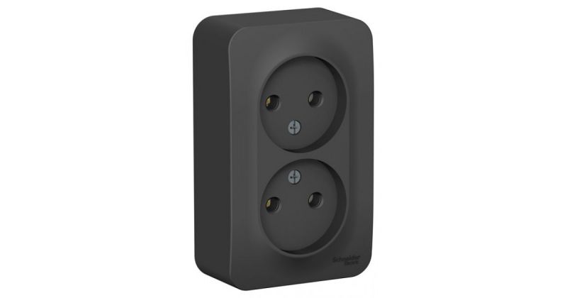 купить Розетка накладная Schneider Electric Blanca 2-OП антрацит, без заземления, с изол. пл.  с доставкой