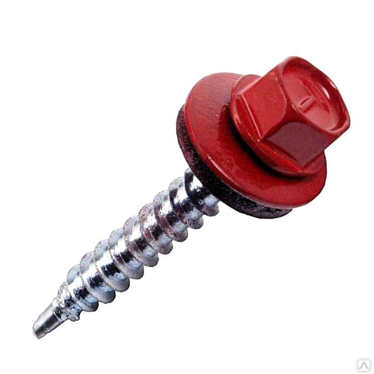 купить Саморез кровельный цветной 4,8х76 RAL3003 красный                                                    с доставкой