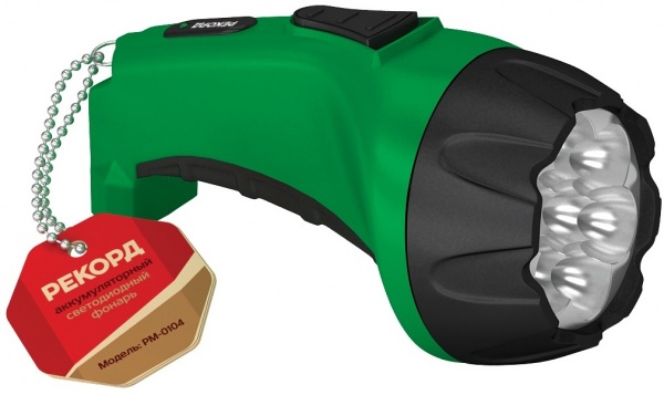 купить Фонарь  аккумуляторный Рекорд PM-0107 (7LED) зеленый с доставкой