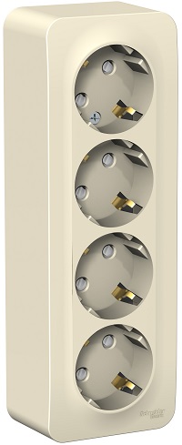 купить Розетка накладная Schneider Electric Blanca 4-OП молочный, c заземлением шторки, с изол. пл. с доставкой