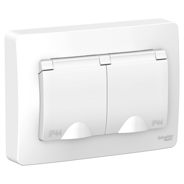купить Розетка Schneider Electric Blanca 2-СП белая, с заземлением шторки крышка BLNRS441121 с доставкой
