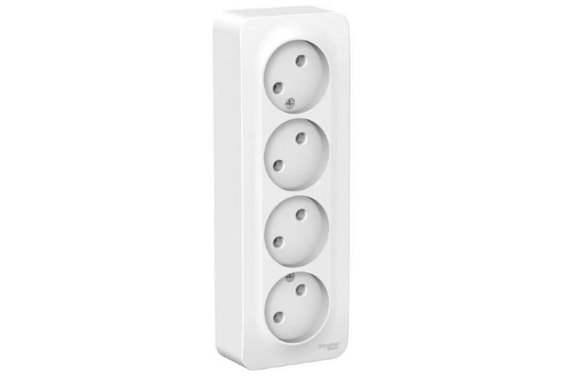 купить Розетка накладная Schneider Electric Blanca 4-OП белая, без заземления BLNRA000411																		 с доставкой