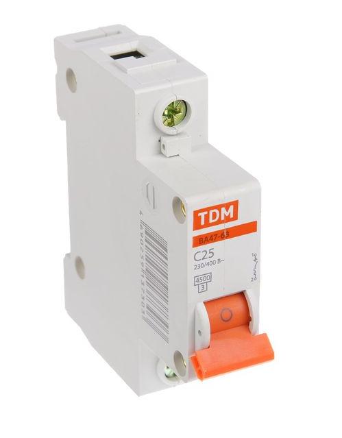 купить Автоматический выключатель TDM 1P 25A 4.5kA С ВА 47-63                                               с доставкой