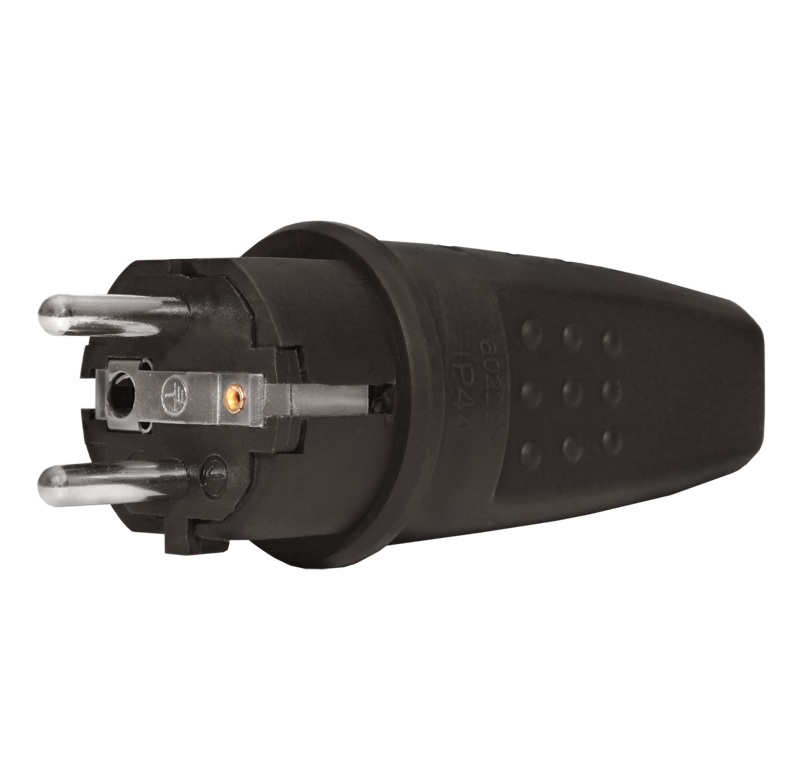 купить Вилка Универсал прямая 16А каучук, с заземлением                                                     с доставкой