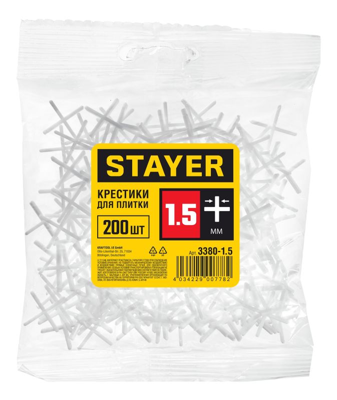 купить Крестики для плитки STAYER 1,5мм 200шт с доставкой