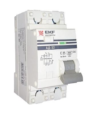 купить ДИФ EKF АД-32  2P 25A 30mA 4,5кА                                                                     с доставкой