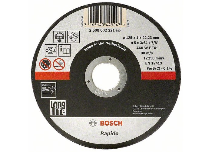 купить Круг отрезной Bosch 115х1,0х22 по металлу INOX RAPIDO (2.608.602.220) с доставкой
