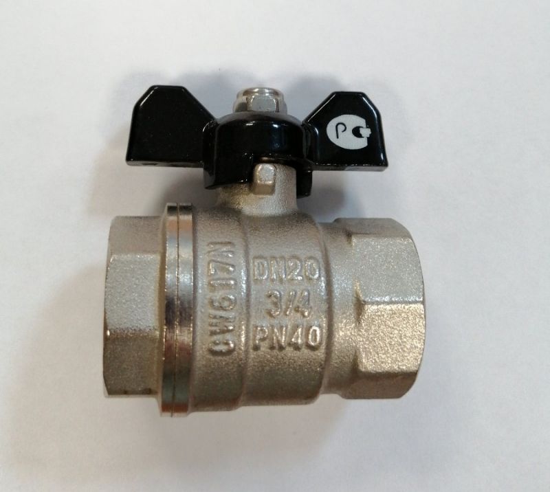 купить Кран шаровый СТМ Профи 3/4" г/г, бабочка, никель, для воды                                           с доставкой
