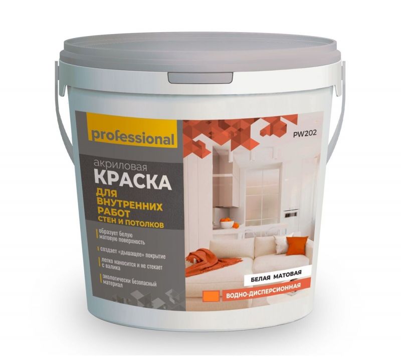 купить Краска ВД акриловая для внутренних работ ТМ "Professional" 14,0кг белая PW202 с доставкой