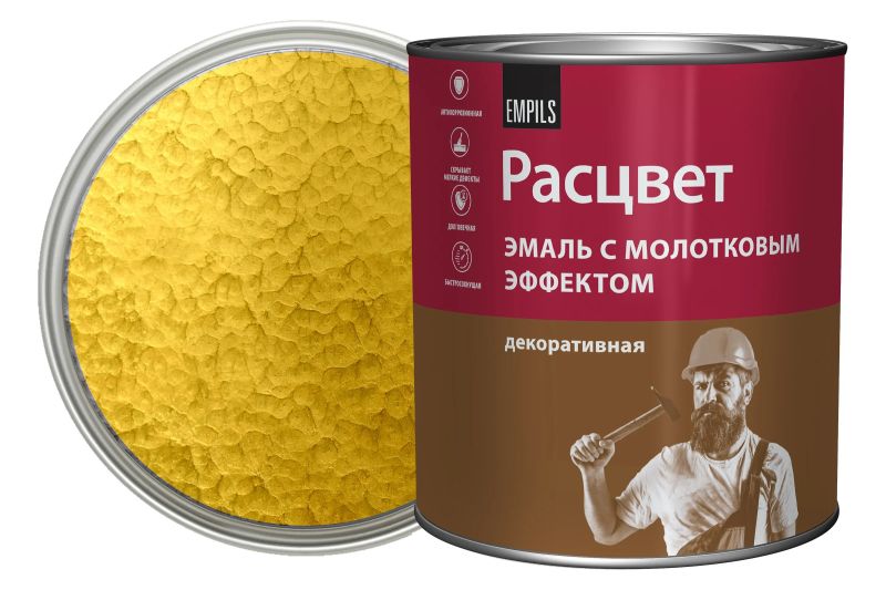 купить Эмаль алкидно-стирольная золотистая с молот.эффектом. 0,8кг Расцвет с доставкой