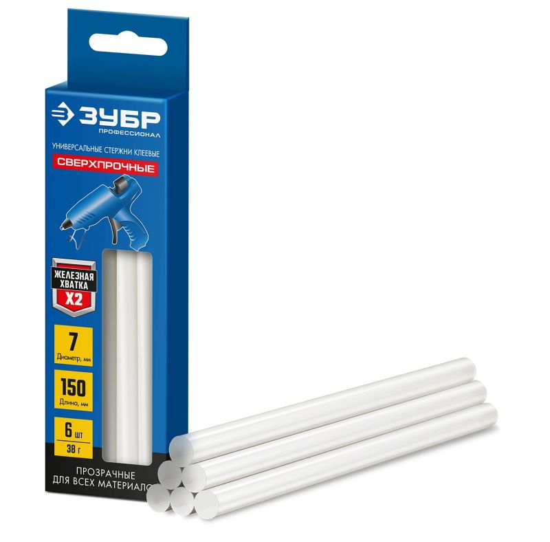 купить Стержни клеевые Зубр 7х150мм (6шт) ,прозрачные с доставкой