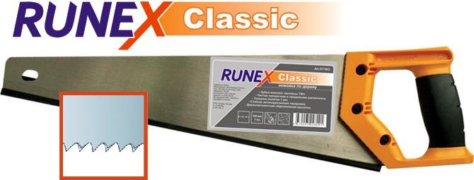 купить Ножовка по дереву 400мм Runex Classic закал. зуб,двухкомп. ручка (577401) с доставкой