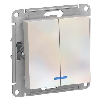 купить Выключатель Schneider Electric Atlas (модуль) 2кл. жемчуг подсветка  ATN000453 с доставкой