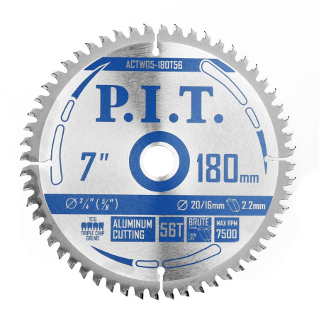 купить Диск пильный P.I.T.  180 х 20/16 мм 56Т по алюминию (ACTV05-180T56) с доставкой