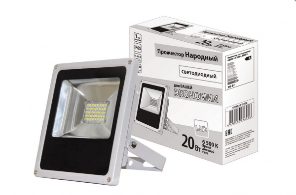 купить Прожектор светодиодный TDM Народный СДО 20-2-Н (20W LED, IP65, 6500К, 1600Лм)                        с доставкой