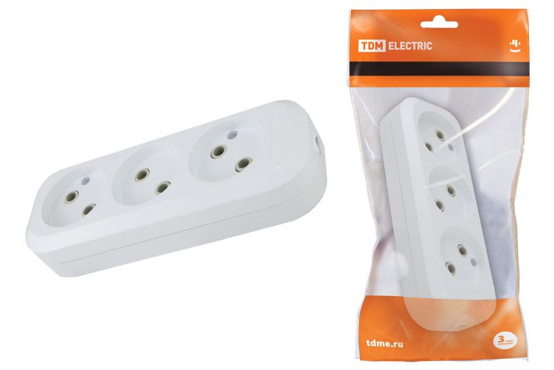 купить Колодка TDM 3гн. 10А белая, без заземления                                                           с доставкой