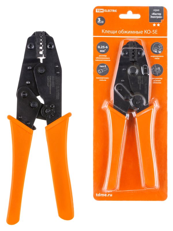 купить Клещи для обжима наконечников 0,5-6мм² TDM KO-5E с доставкой
