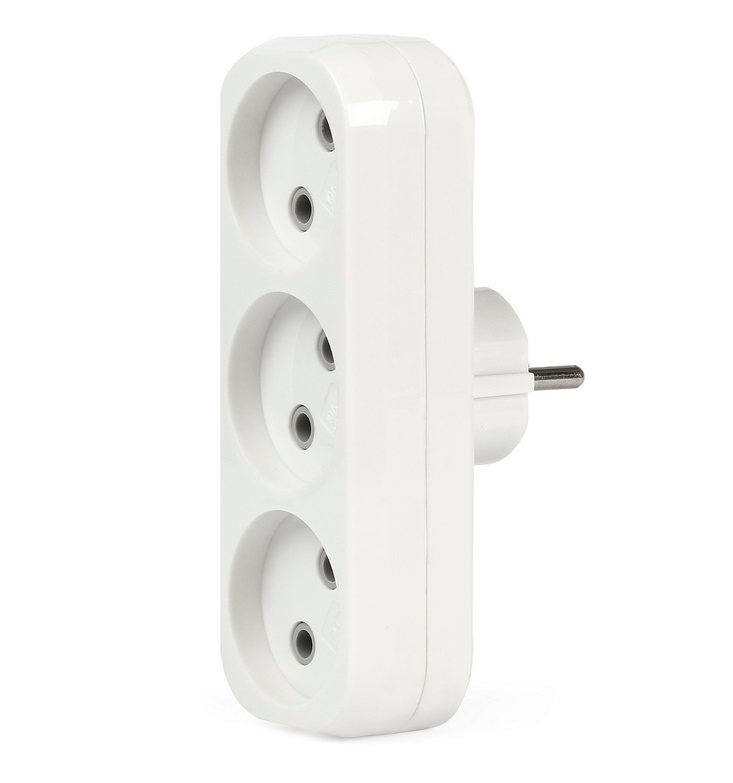 купить Тройник Smurtbuy 10А плоский белый б/з с доставкой