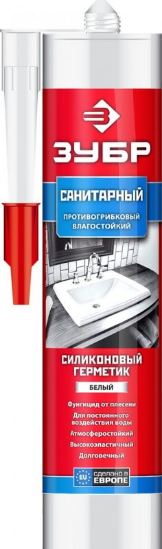 купить Герметик силиконовый ЗУБР 280мл белый санитарный с доставкой