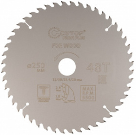 купить Диск пильный CUTOP 250 х 1,8/2,6 х 32/30/25,4/20мм 48Т по дереву с тефлоновым покрытием с доставкой