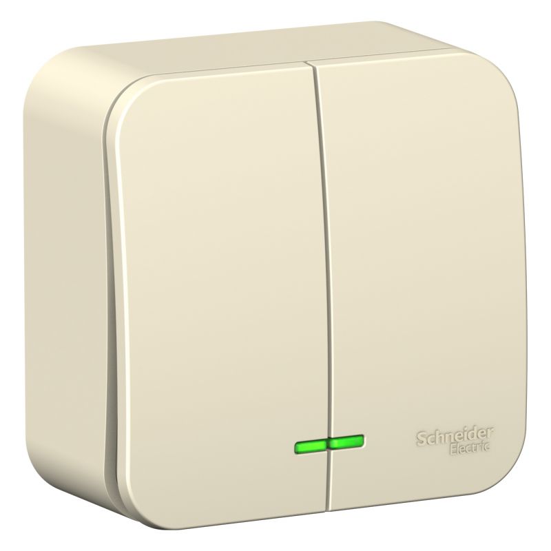 купить Выключатель накладной Schneider Electric Blanca 2-ОП 10А молочный, подсветка BLNVA105112												 с доставкой