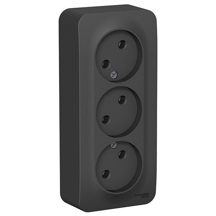 купить Розетка накладная Schneider Electric Blanca 3-OП антрацит, без заземления, с изол. пл. с доставкой