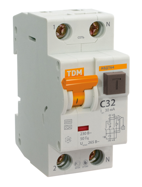 купить ДИФ TDM АВДТ-64 2Р 25А 30mA С                                                                        с доставкой