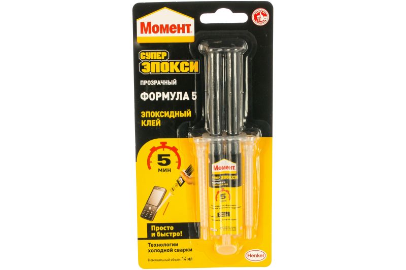 купить Клей  Момент Супер Эпокси Формула 5 прозрачный шприц 14мл с доставкой