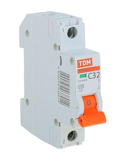 купить Автоматический выключатель TDM  1P 32A 4.5kA С ВА 47-29                                              с доставкой